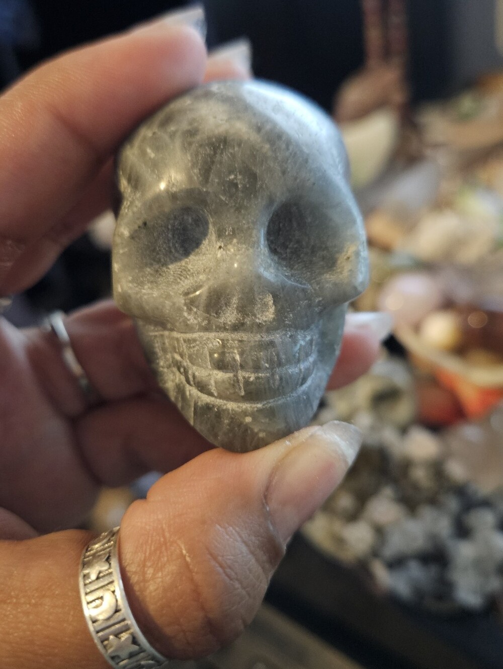 Labradorite Skull- Orange Flash
